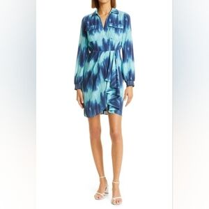 NWT $445 Toccin Tie Dye Wrap Front Sarong Shirt Dress Size 12